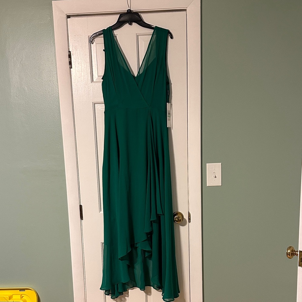 Calvin Klein High Low Dress in Emerald